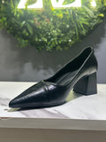 ZAZA Ria Classic Pointed Block Heel – Off-White & Black