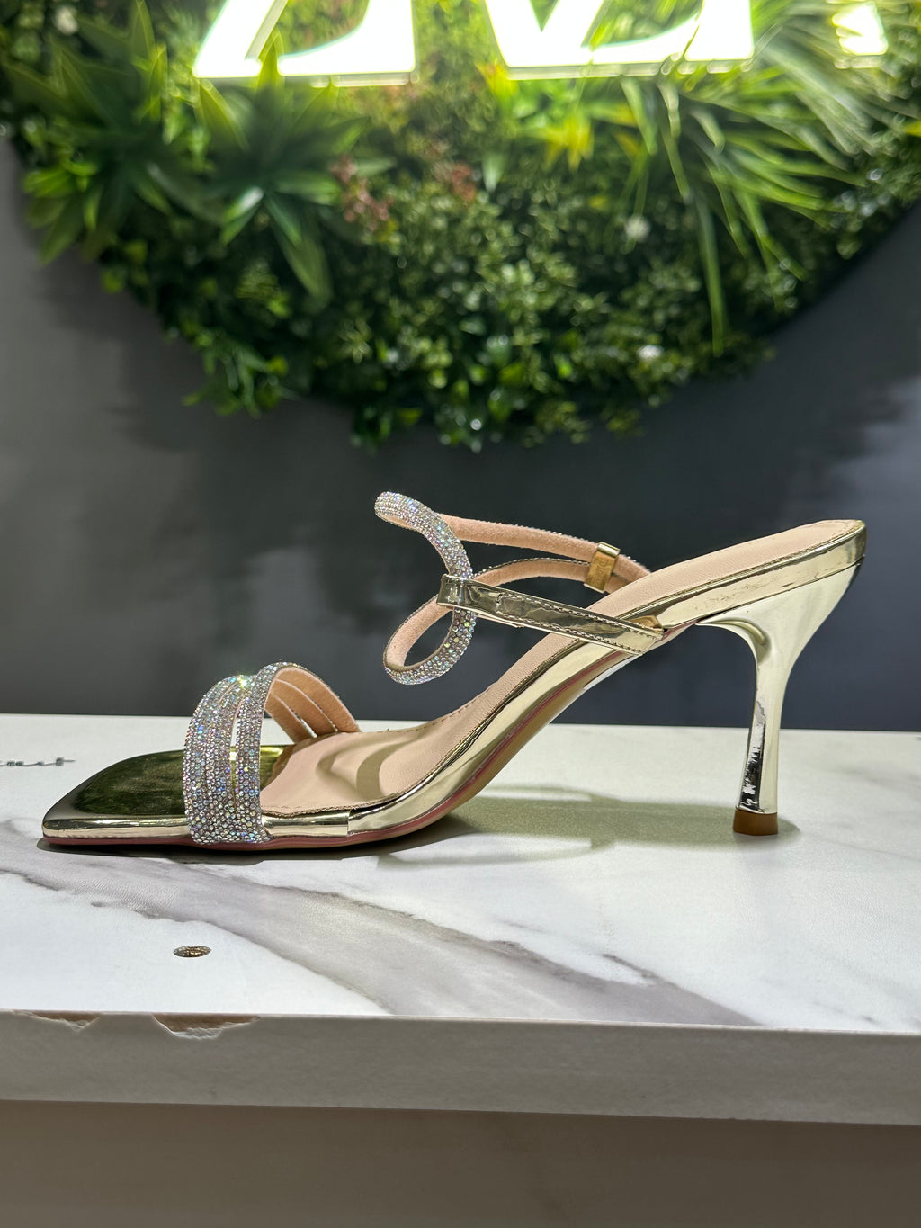 ZAZA Celestia – Gold Crystal Glam Heels