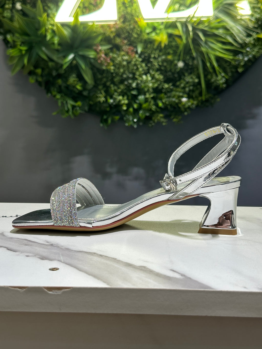 ZAZA Lumina – Metallic Crystal Strap Heels