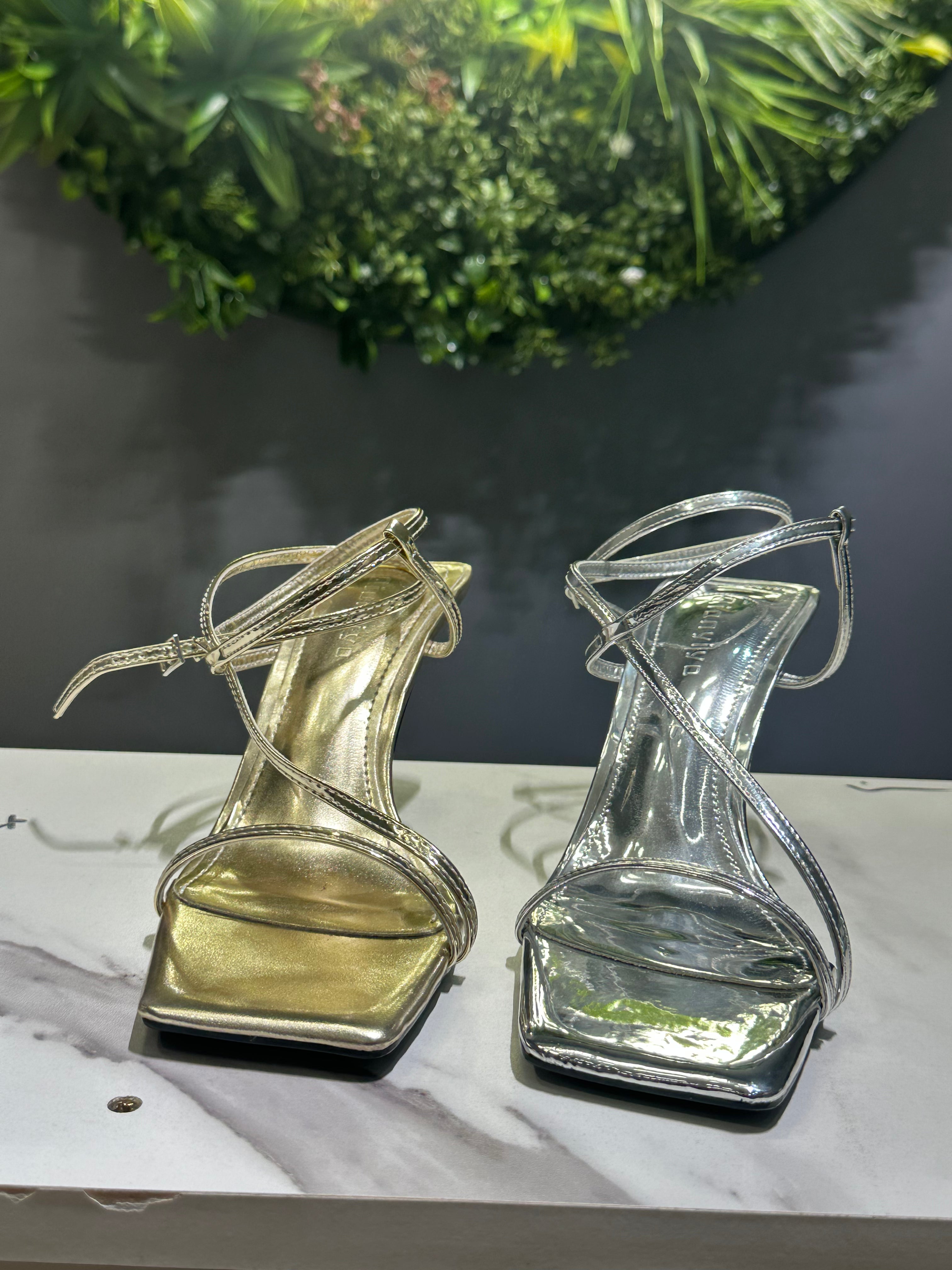 ZAZA Aurelle – Metallic Strappy Glam Heels