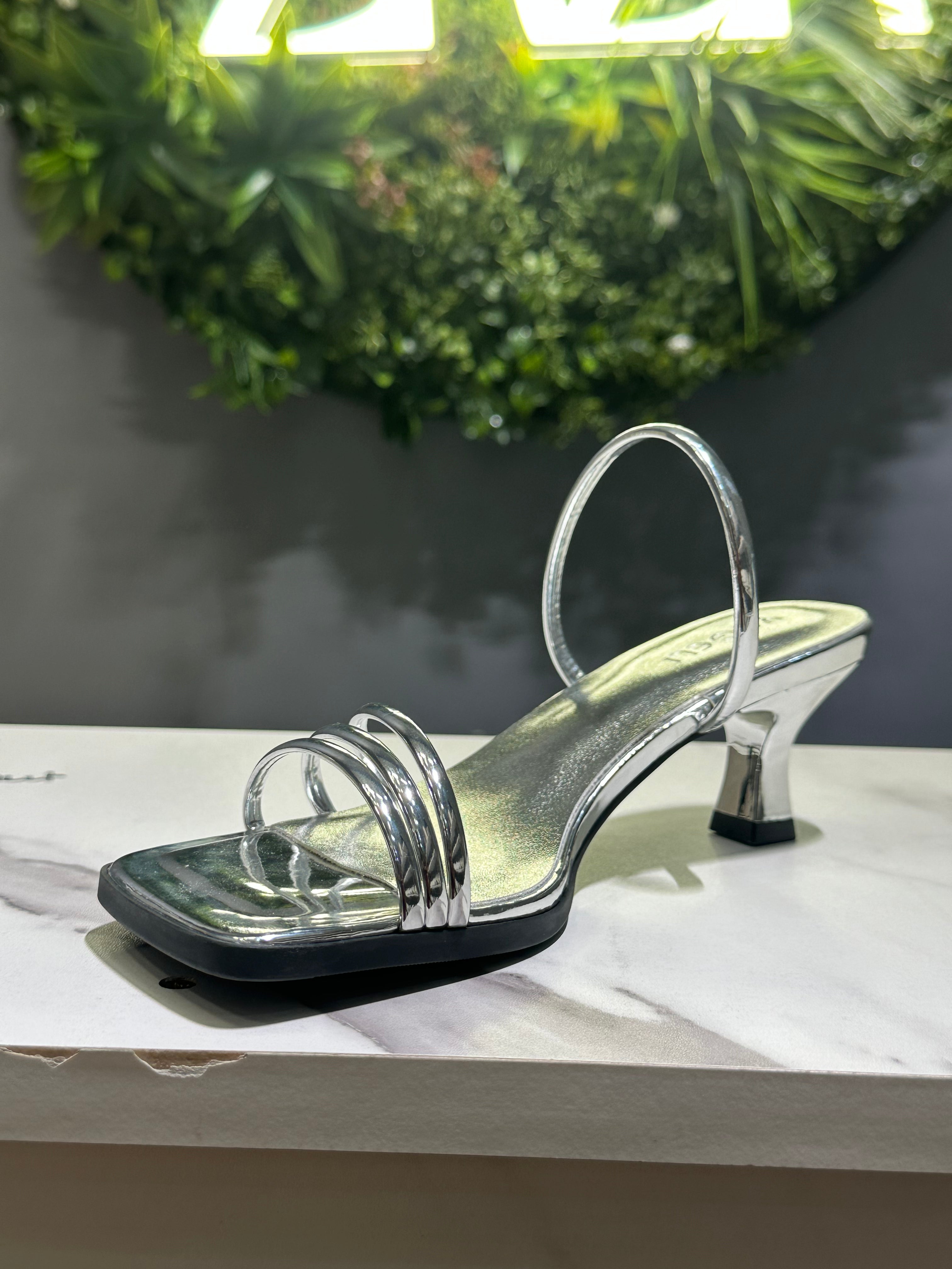 ZAZA Solara – Silver Multi-Strap Glam Heels