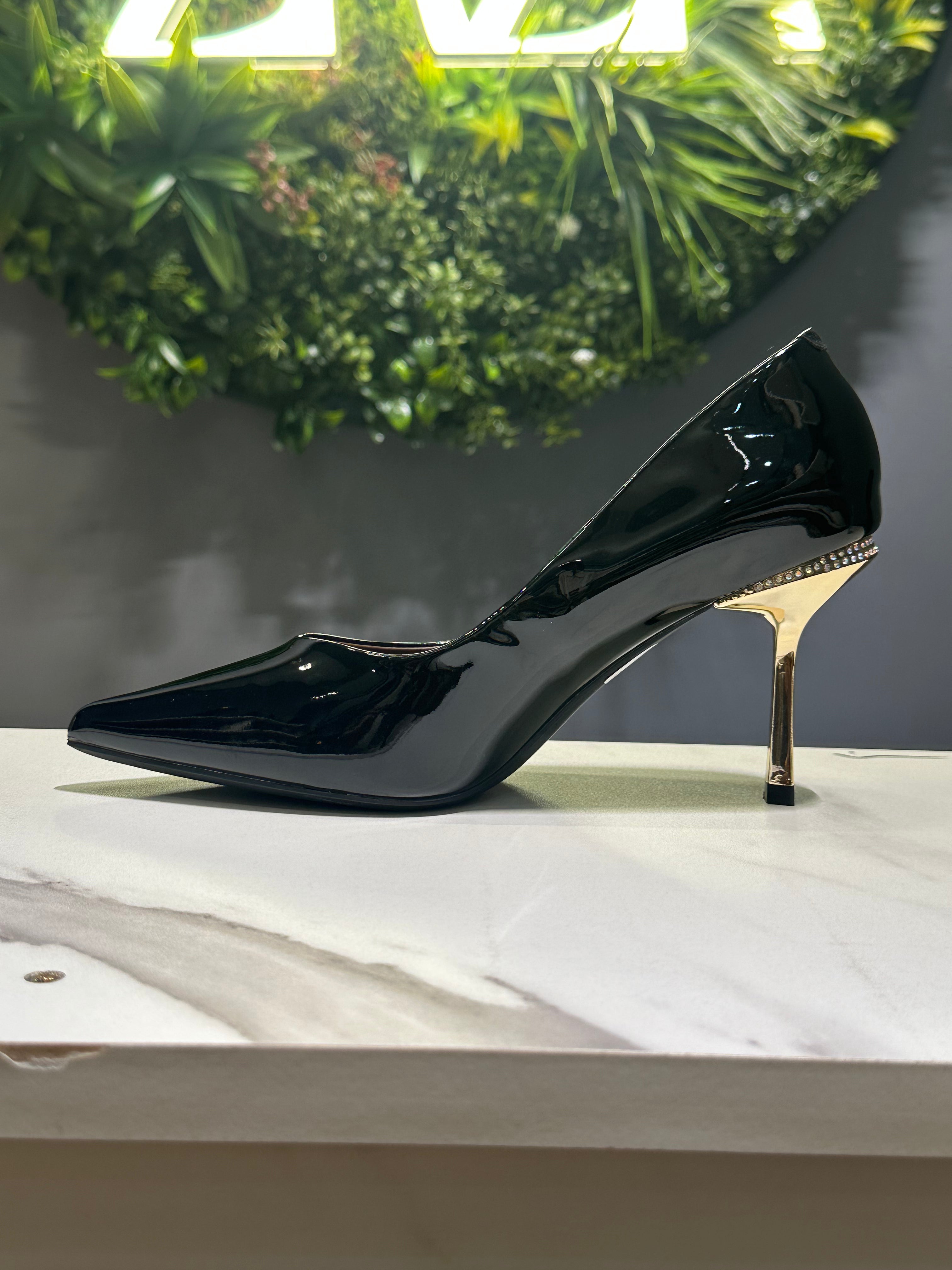 ZAZA Valeria – Glossy Metallic Heel Pumps