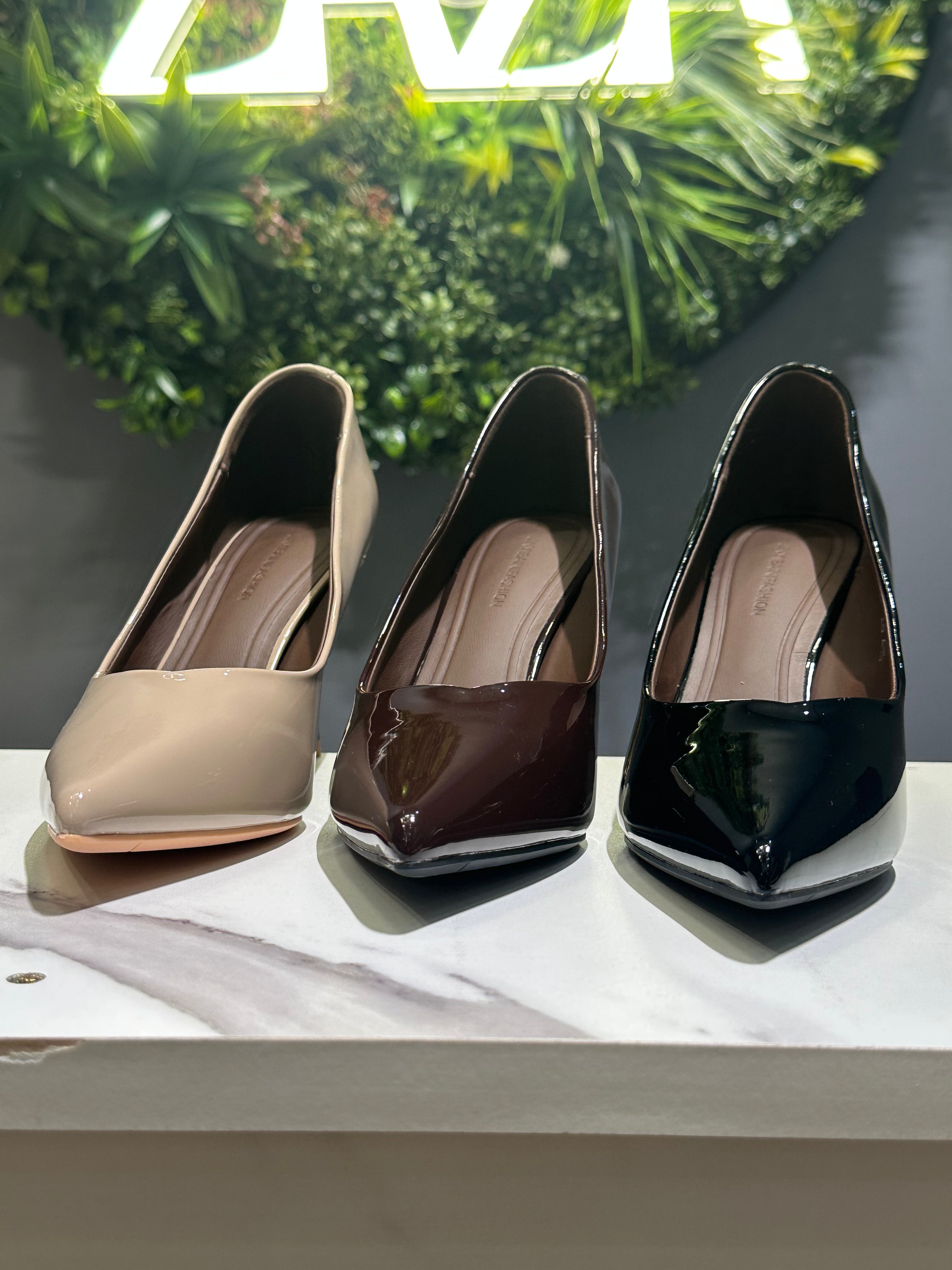 ZAZA Valeria – Glossy Metallic Heel Pumps