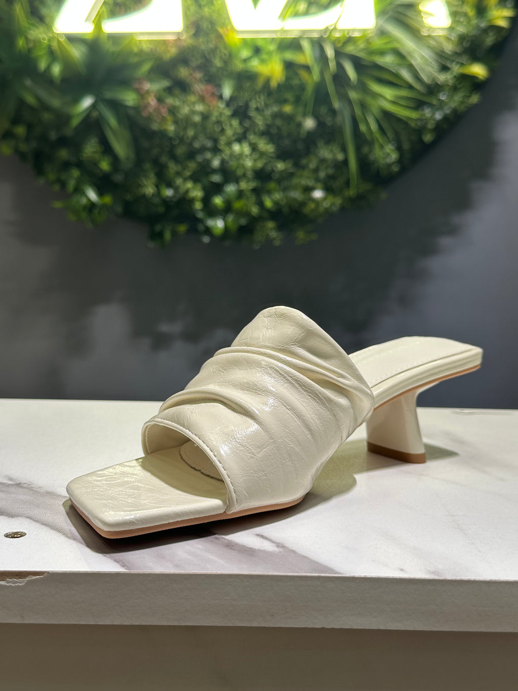 ZAZA Rhea – Ruched Block Heel Mules