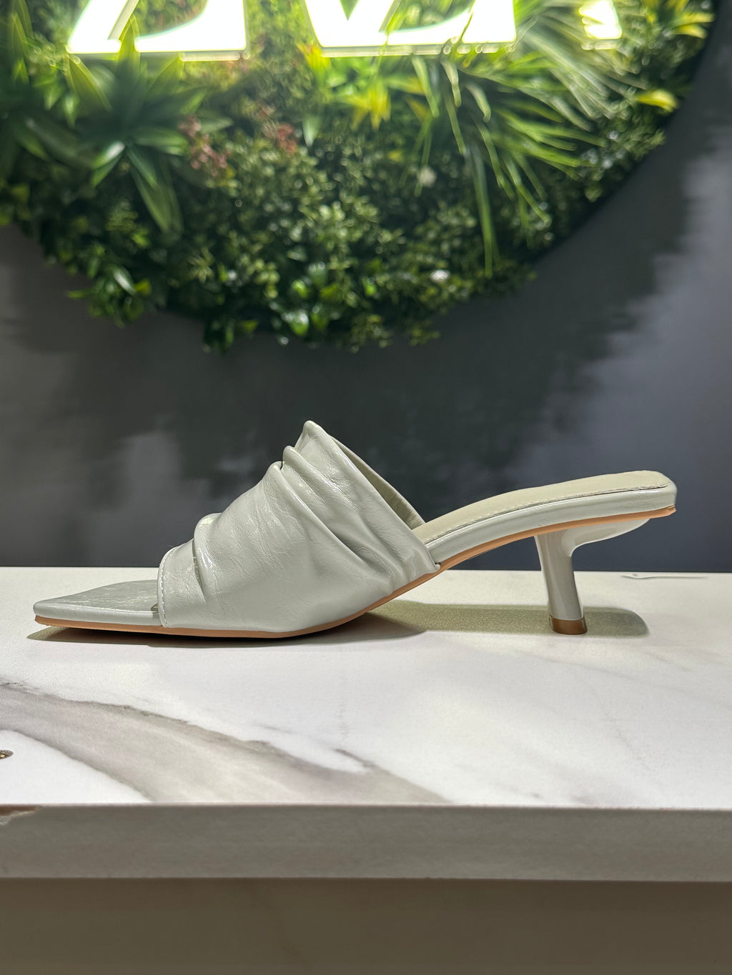 ZAZA Rhea – Ruched Block Heel Mules