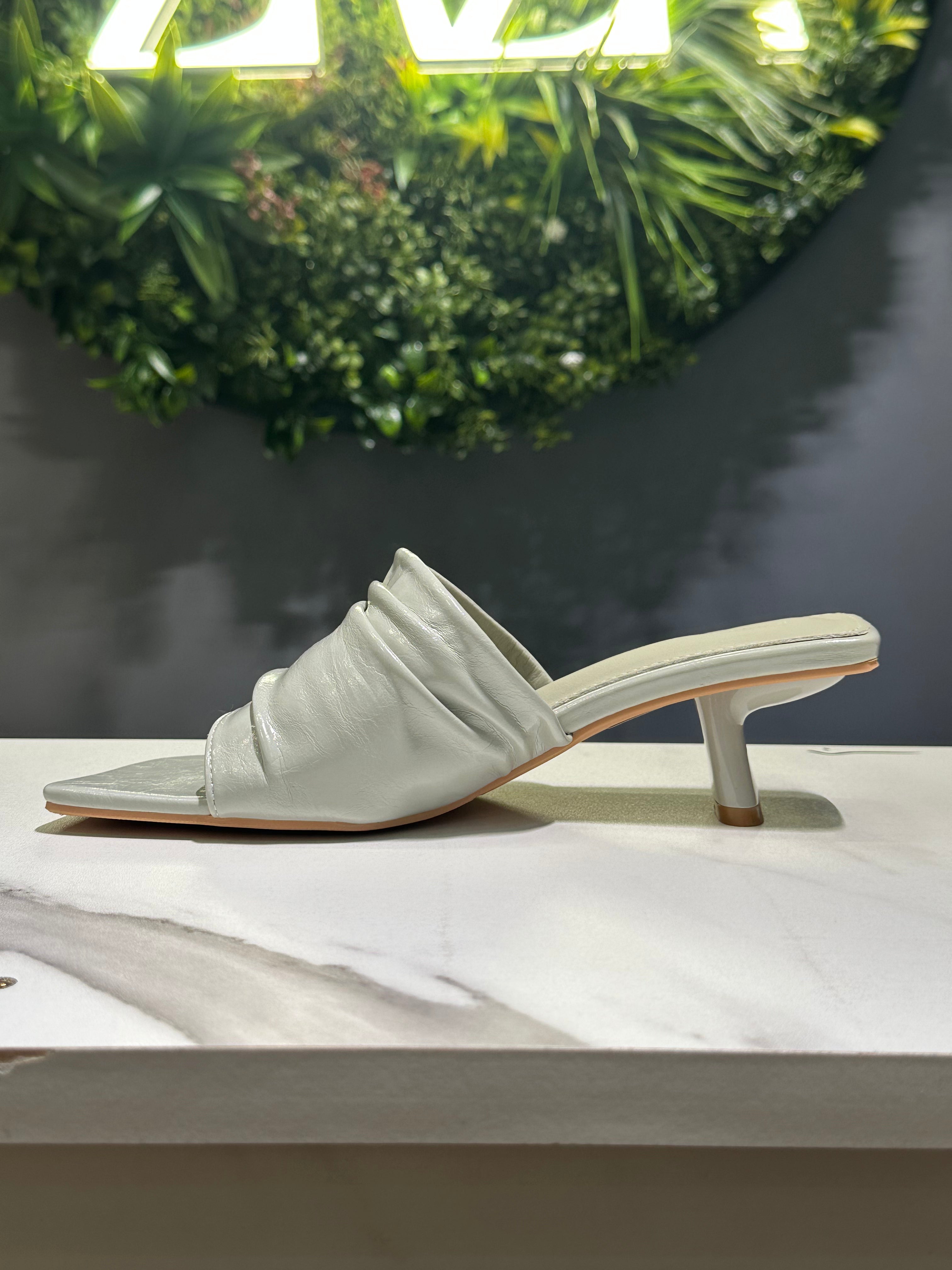 ZAZA Rhea – Ruched Block Heel Mules
