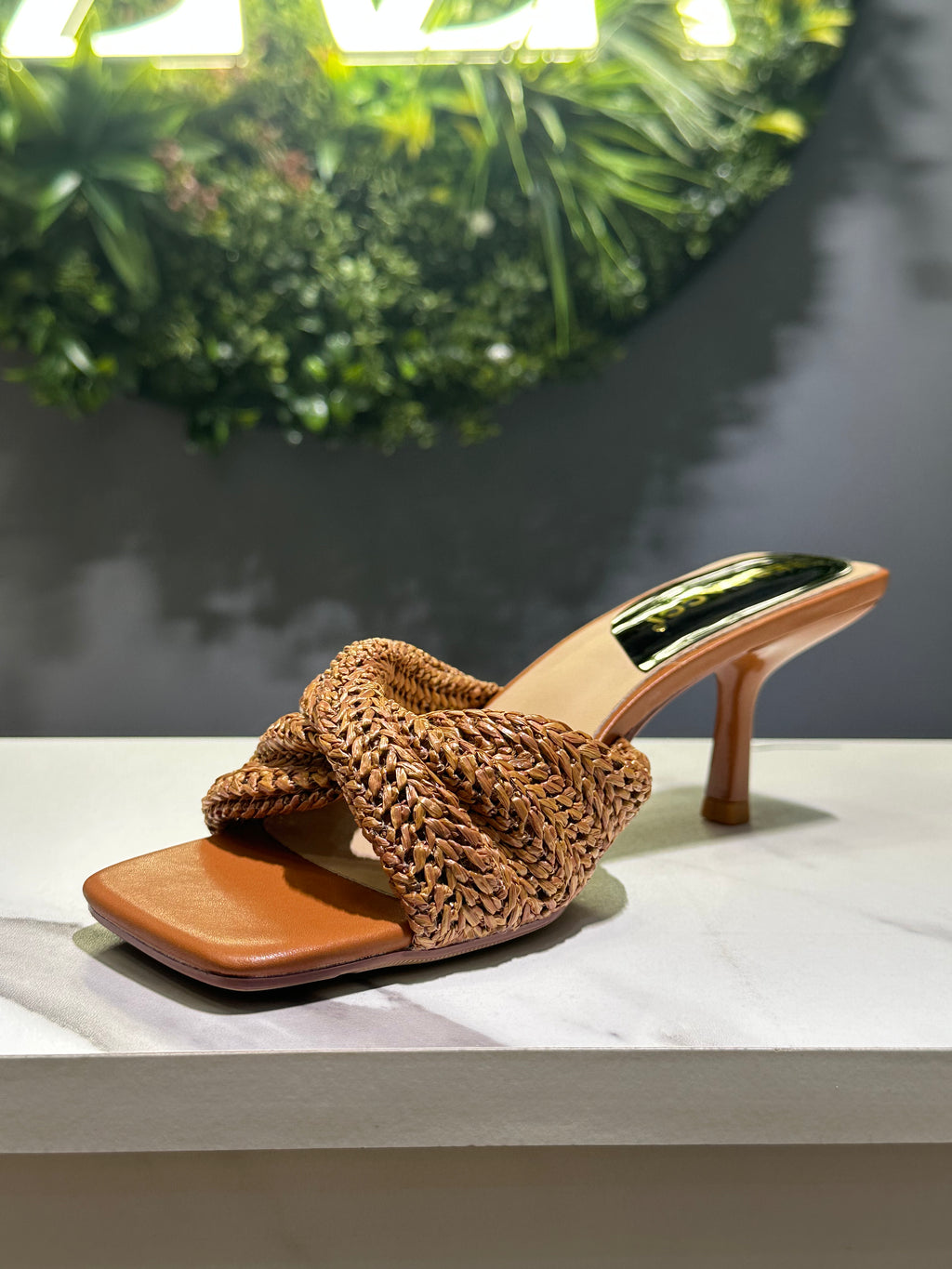 ZAZA Marisol – Woven Strap Slim Heel Mules