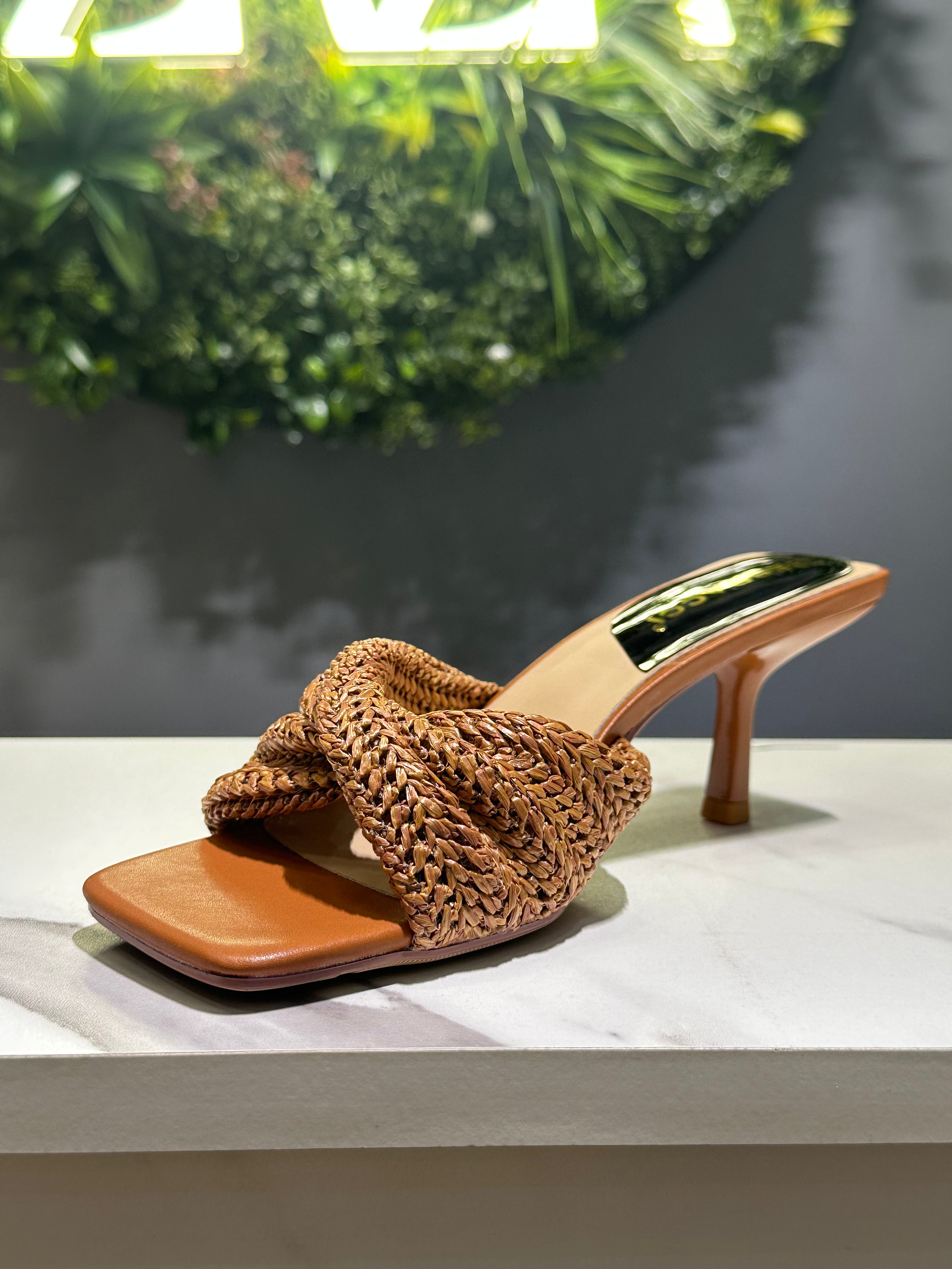 ZAZA Marisol – Woven Strap Slim Heel Mules