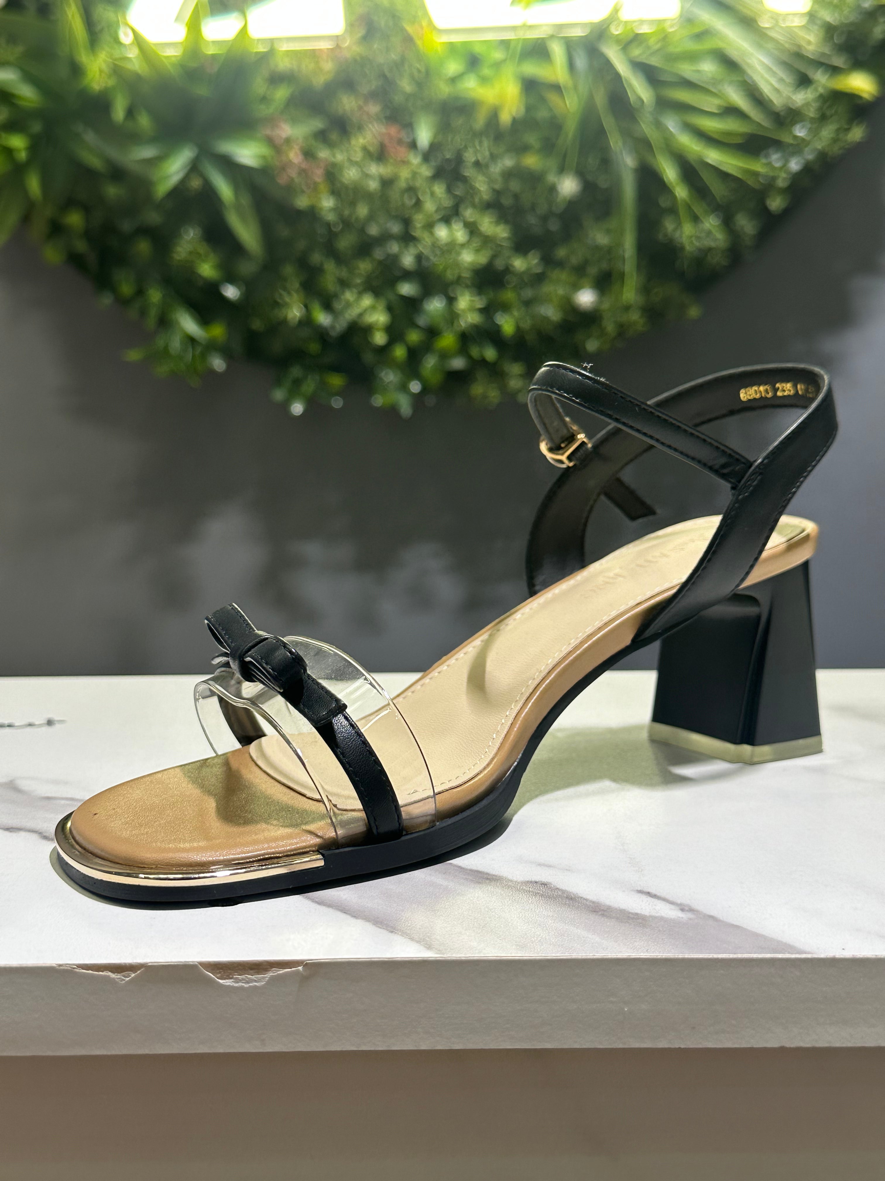 ZAZA Monica – Black Transparent Strap Heel Sandals