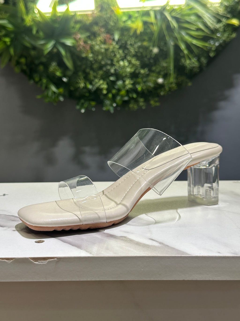 ZAZA Elara luxe – Off White Transparent Heel Sandals