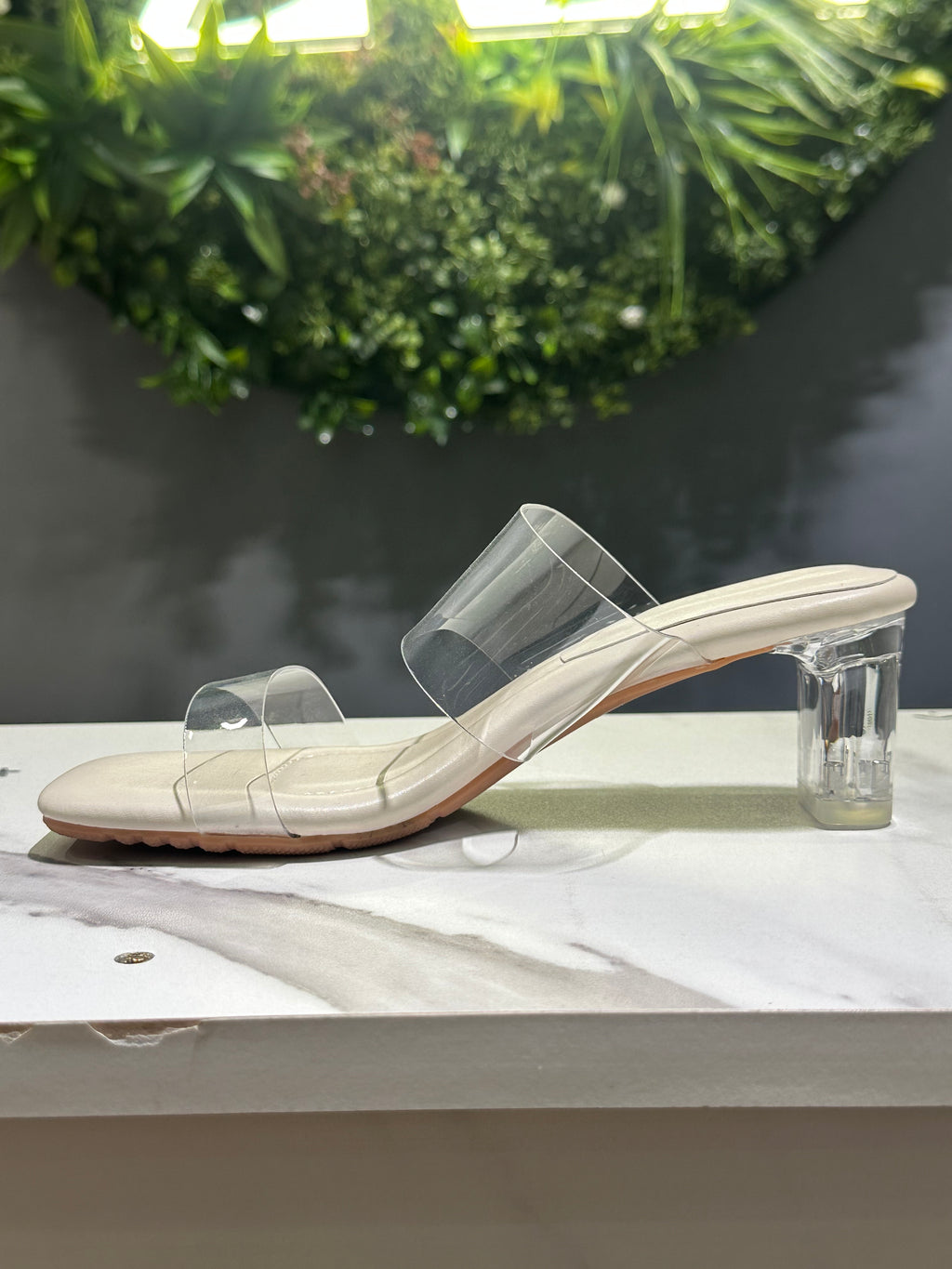 ZAZA Elara luxe – Off White Transparent Heel Sandals