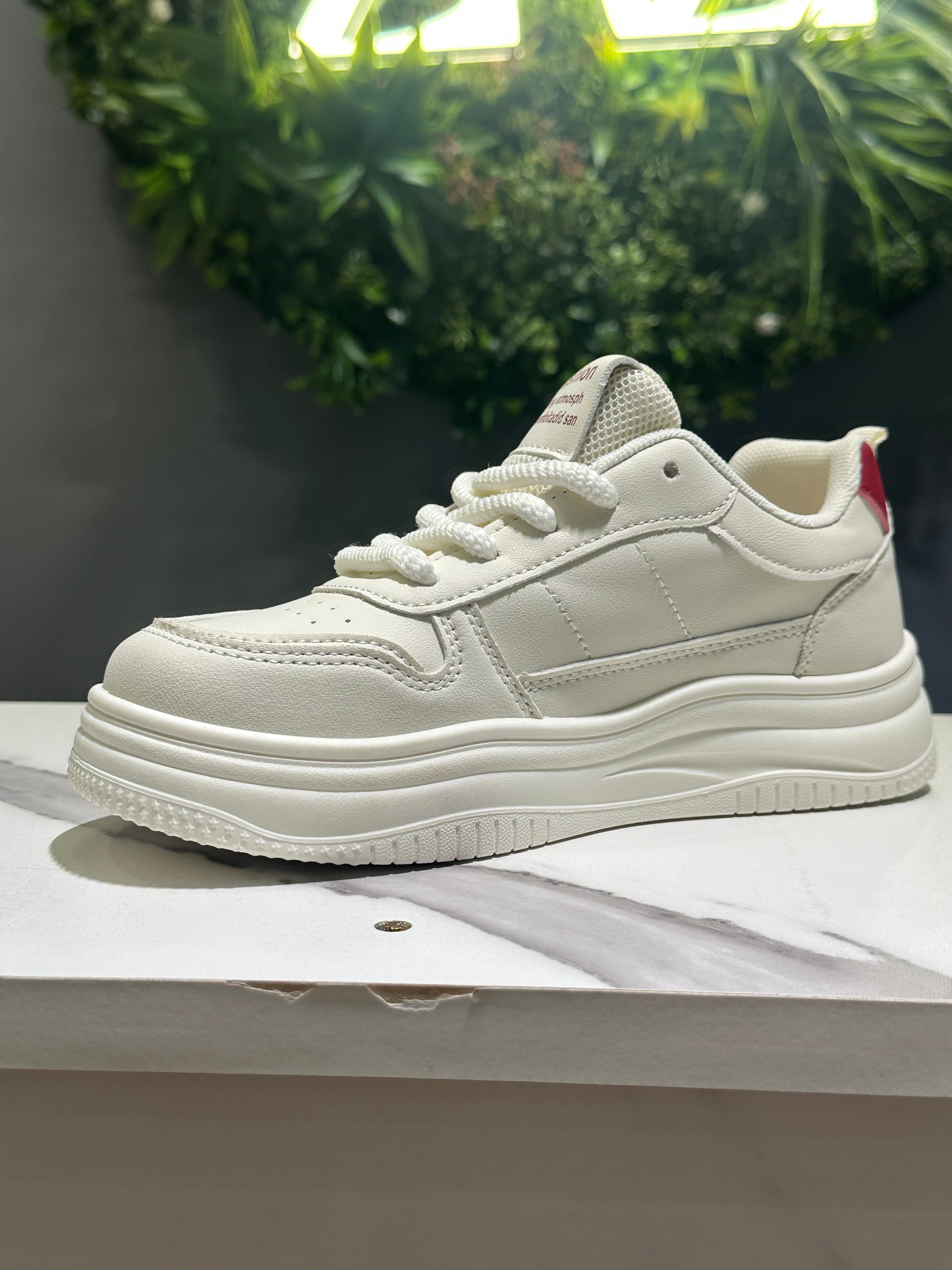 ZAZA Roxy – Off White & Red Platform Sneakers