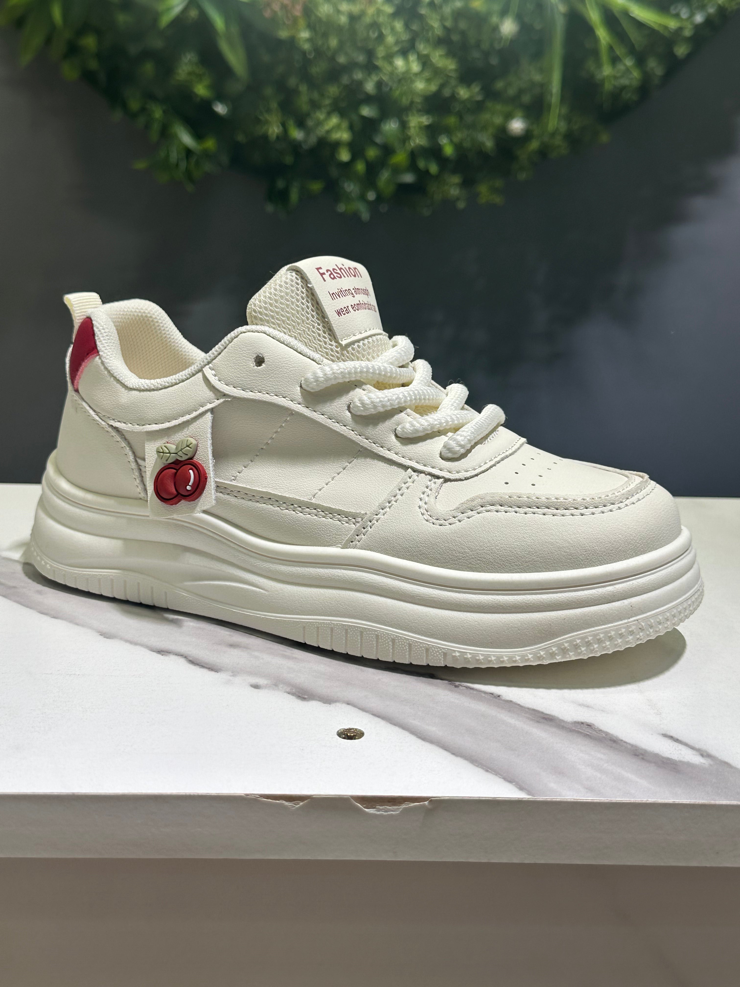ZAZA Roxy – Off White & Red Platform Sneakers
