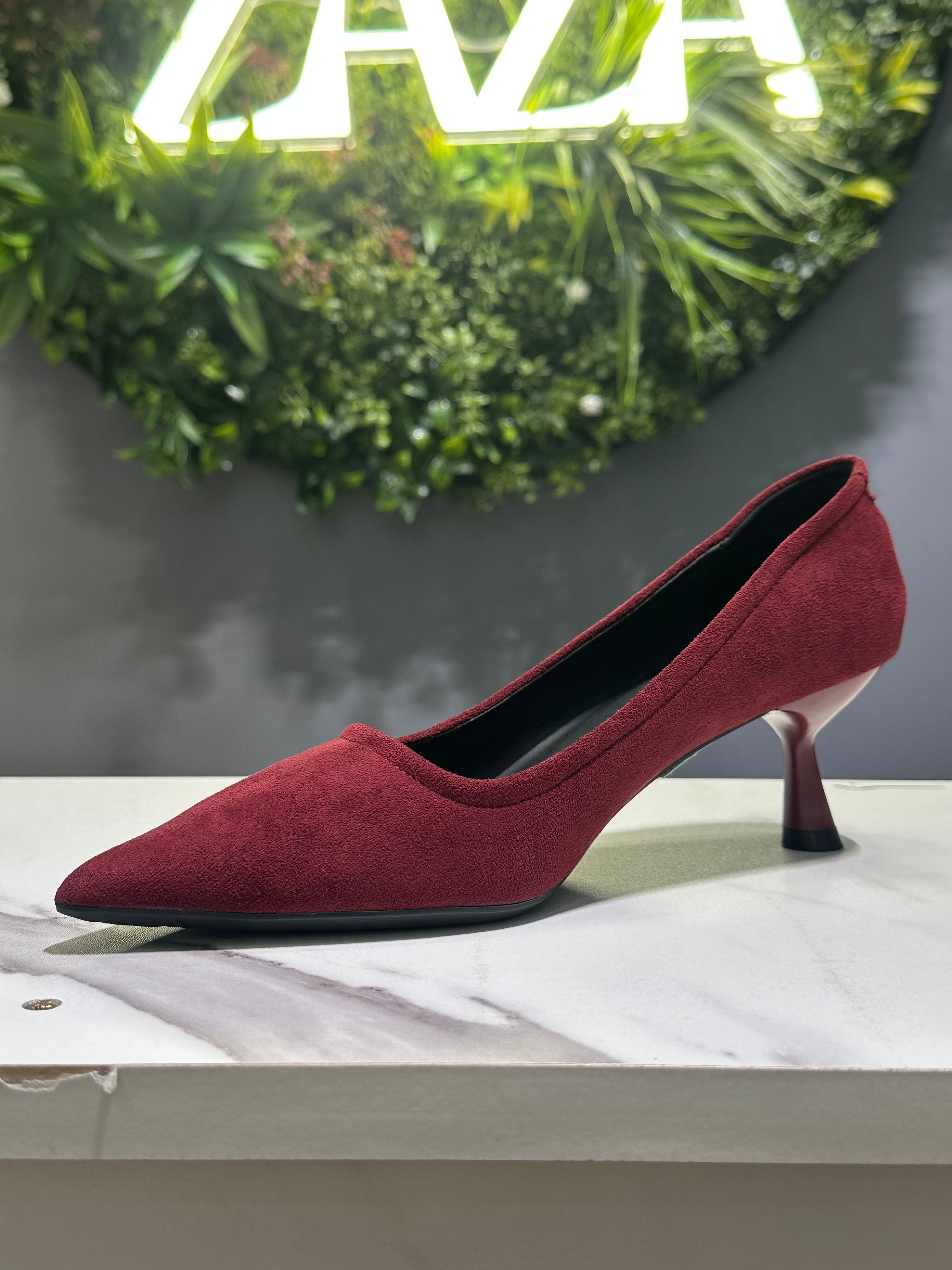 ZAZA Alicia – Burgundy Velvet Pointed Heels
