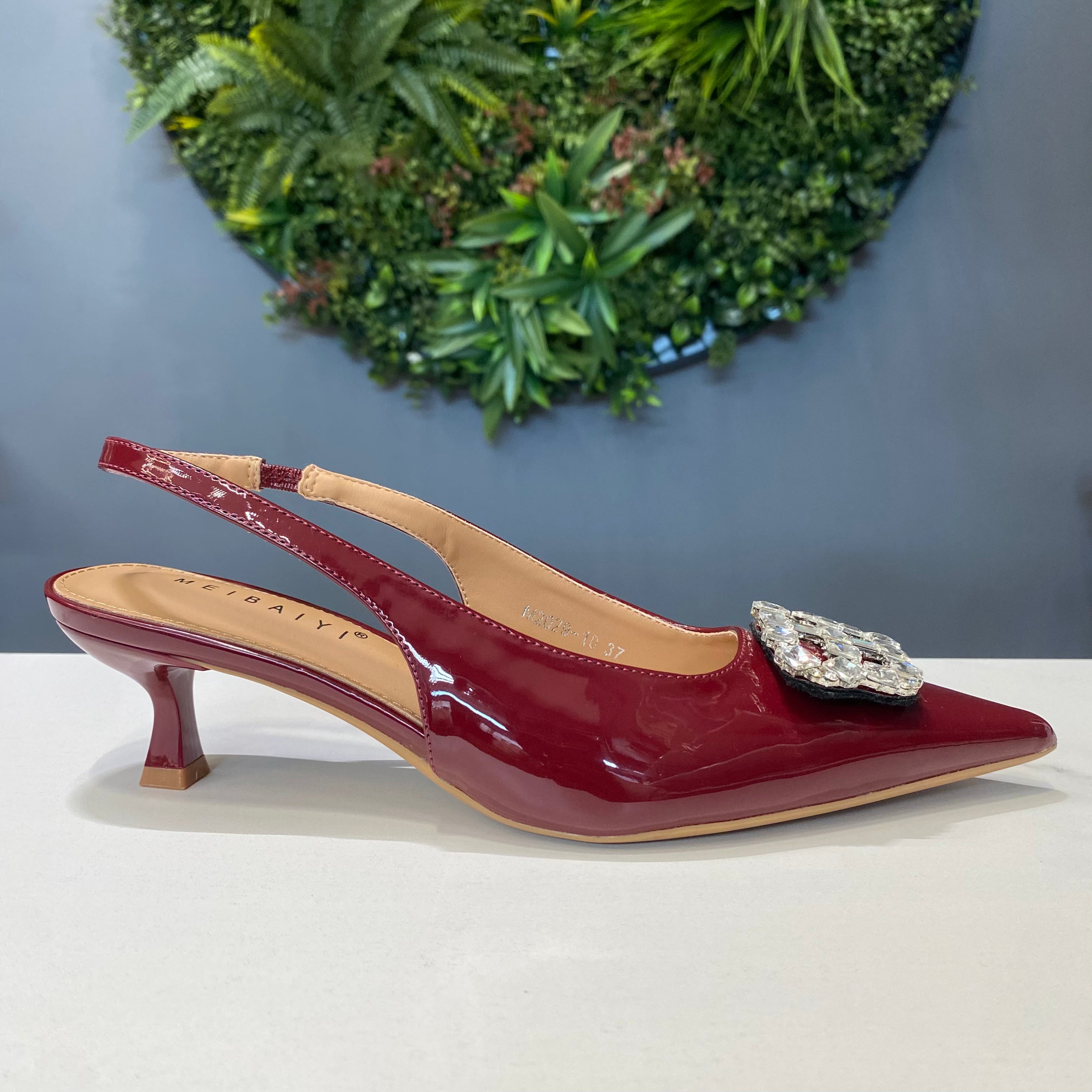 ZAZA Shirley – Crystal Buckle Slingback Heels