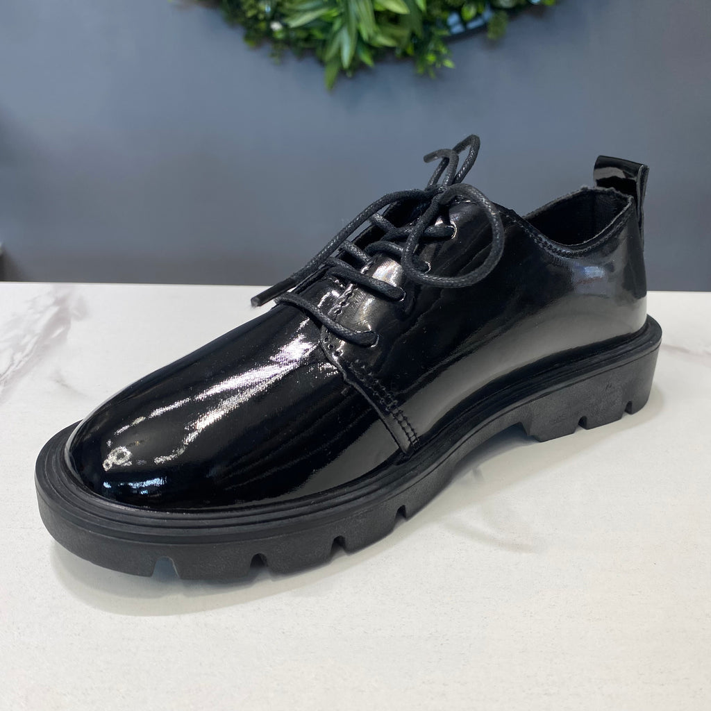 ZAZA Caroline – Glossy Lace-Up Platform Shoes