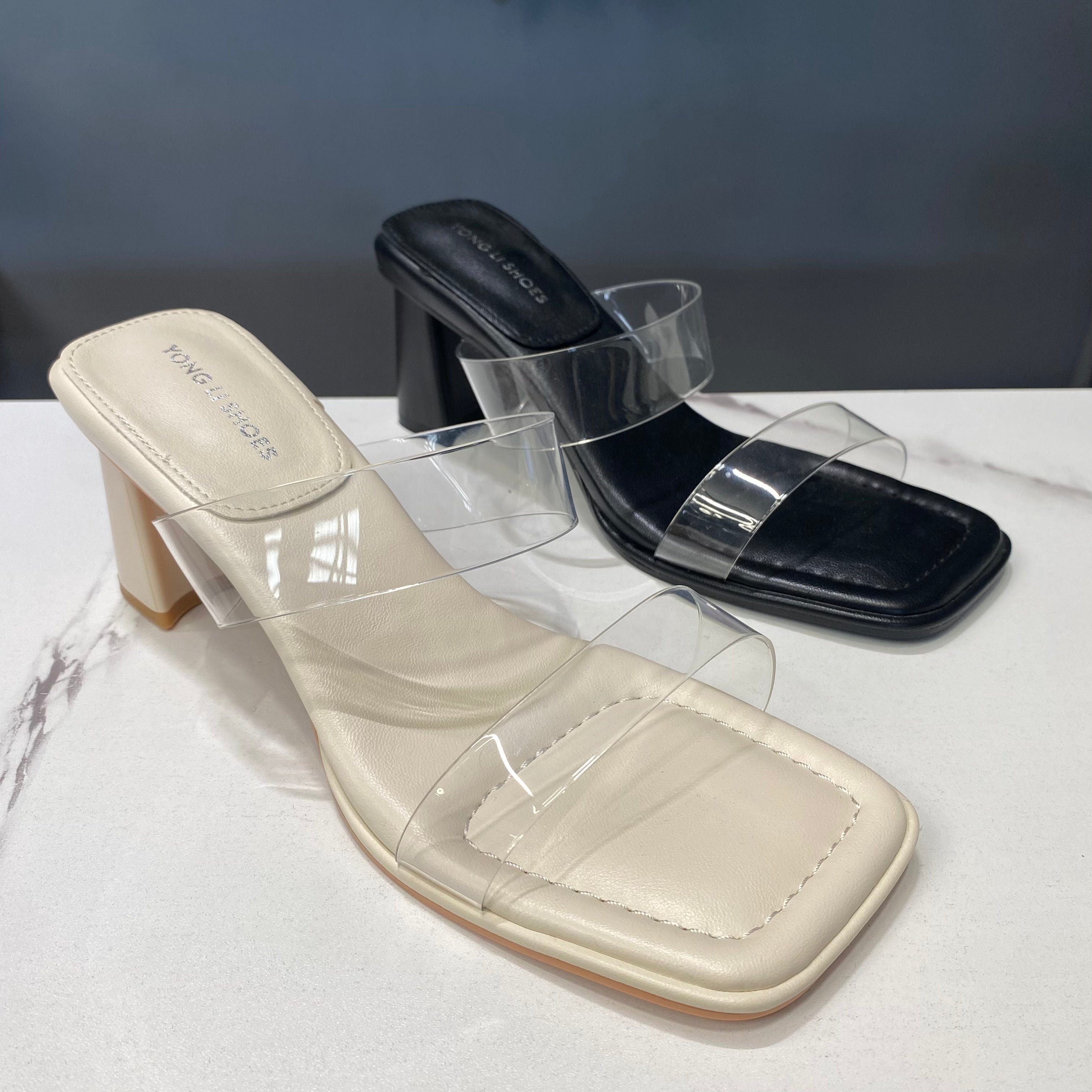 ZAZA Alexa – Clear Strap Block Heel Sandals