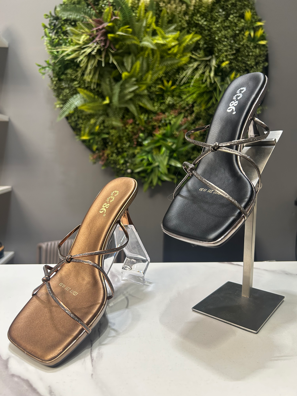 ZAZA Elena Metallic Heel Sandals