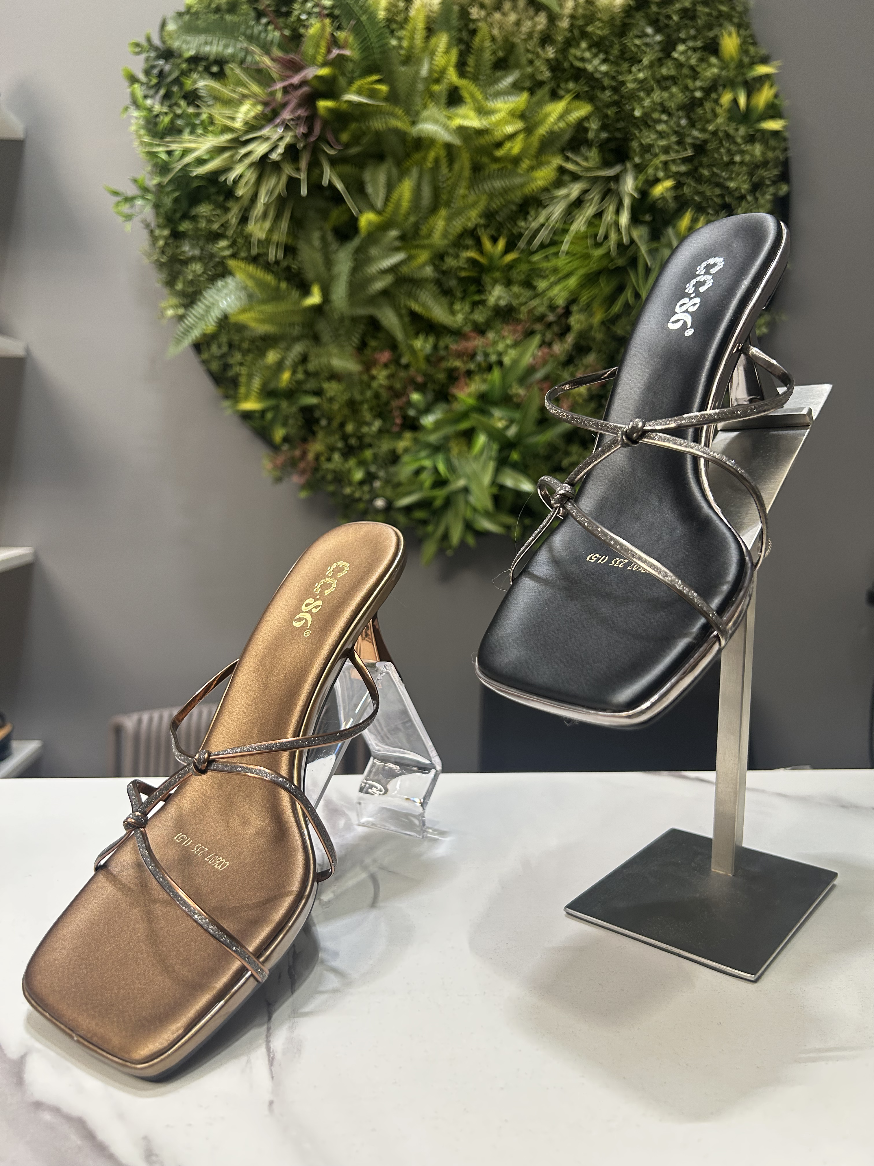 ZAZA Elena Metallic Heel Sandals
