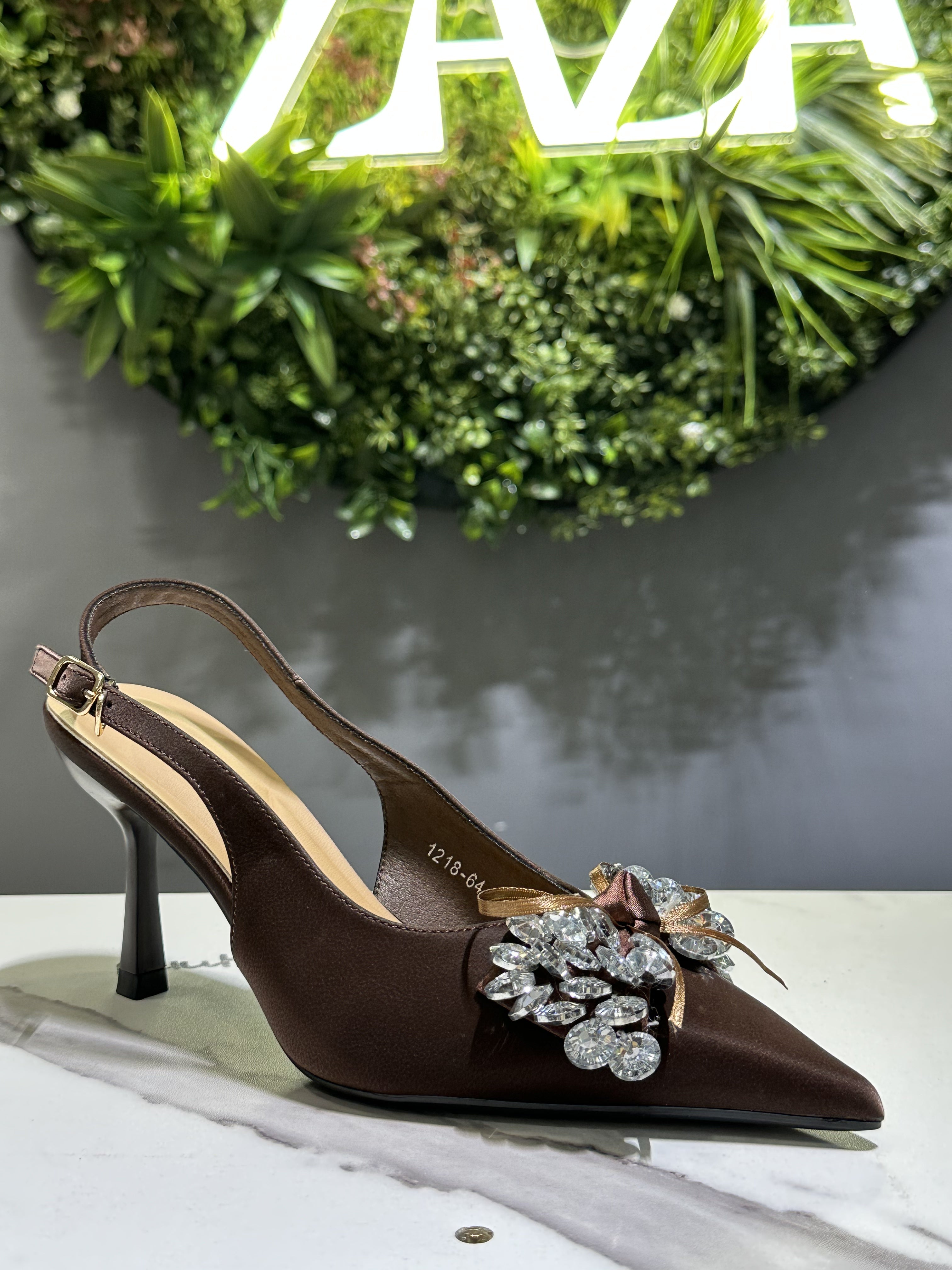 ZAZA Isabelle – Crystal Bow Slingback Heels