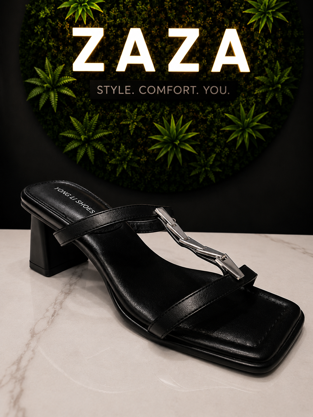 ZAZA Bianca Square Toe Heel Sandal