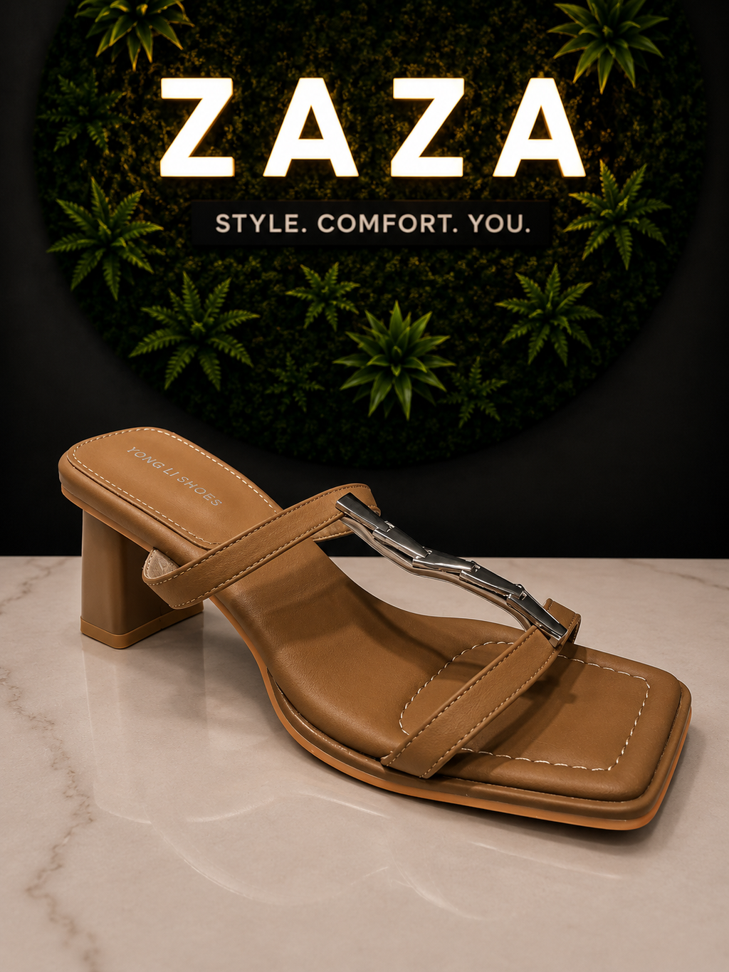 ZAZA Bianca Square Toe Heel Sandal