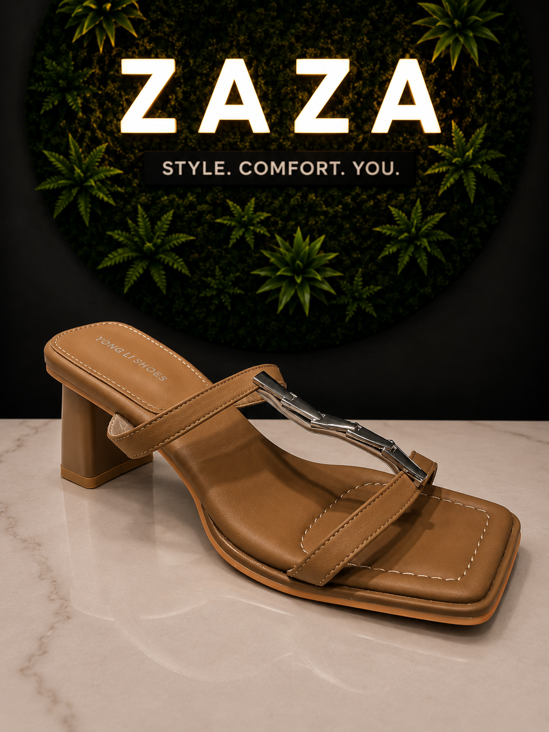ZAZA Bianca Square Toe Heel Sandal
