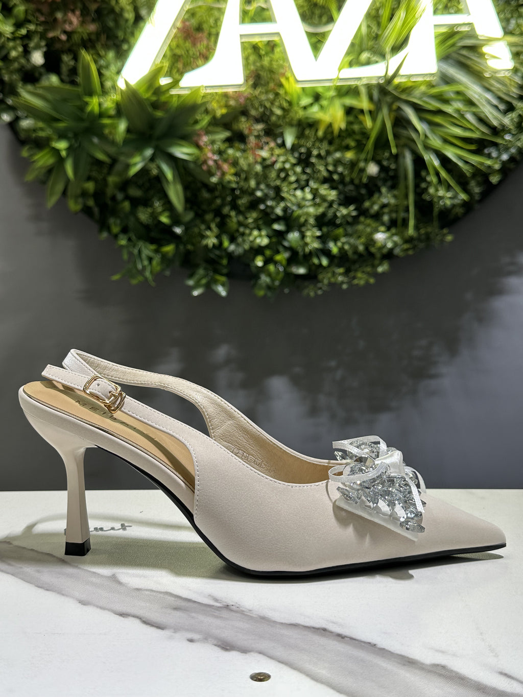 ZAZA Isabelle – Crystal Bow Slingback Heels